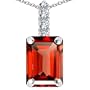 CandyGem 14k Gold Genuine Emerald Cut Garnet and Diamond Pendant(Metal=White-...