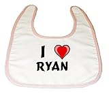 Baby Bib with I Love Ryan by Shopzeus