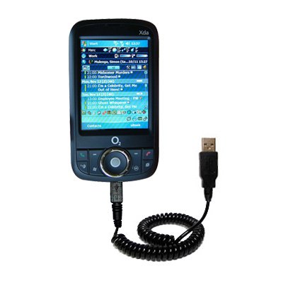 Coiled USB Cable for the O2 XDA Life with Power Hot Sync and Charge capabilities - uses Gomadic TipExchange Technology