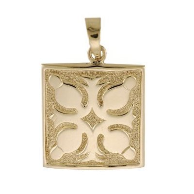 Hawaiian Jewelry 14k Gold Hawaiian Ipu Quilt Pendant