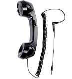 Ex-Pro® Black Retro Telephone Handset for for iPhone 3G, 3GS, 4, 4S, iPod Touch 4G, iPad 1 & 2, HTC, Samsung, BlackBerry, Nokia, Motorola, LG, Sony Ericsson Smartphones and other phones [With Volume control]