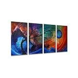 51x24 Megan Duncanson cosmic collision modern home decroe, contemporary metal wall art