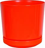 Dynamic Design SD1006OC Hi Gloss 10-Inch Poly Planter with Attached Saucer, Orange Crush