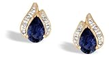14K Yellow Gold Genuine Pear Sapphire and Diamond Flame Earrings