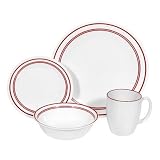 Corelle Livingware 16-Piece Dinnerware Set, Service for 4, Classic Cafe Red