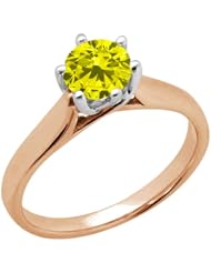1.10 Ct Round Canary SI1/SI2 Diamond 14K Rose Gold Ring