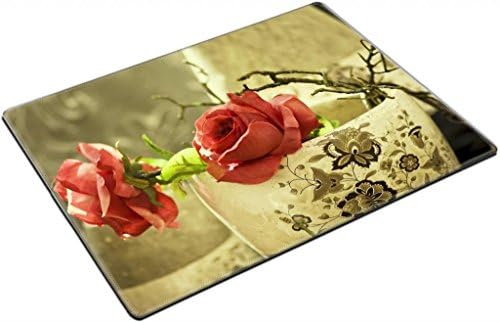 Red Roses in Flower Floral Pattern Vases Punktail's Collections Placemat Pads Customized Made To Order Support Ready High Quality Eco Friendly Cloth With Neoprene Rubber 15 6/8 Inch (400mm) X 11 13/16 Inch (300mm) X 1/8 Inch (3mm)