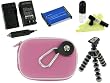 rooCASE 5n1 EVA Hard Shell (Pink) Case with Memory Foam / NP-BG1 / NP-FG1 960mAh Li-Ion Battery / AC DC Charger / Tripod / LCD Cleaning Kit for Sony Cybershot DSCW170/B Digital Camera Red