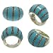 Diva Turquoise Ring - New Age Hand Setting Marcarsite (0.935 Carat) and Turquoise Enamel Stripes Ring (Size 7,8)