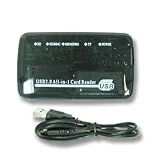 Mini All-in-1 Memory Card Reader Black Compatible with: Secure Digital: miniSD (with adapter), microSD/TransFlash (with adapter), Compact Flash: CF I, CF II, CF Ultra II, MicroDrive, xD Picture Cards, Memory Stick: Memory Stick, Memory Stick Pro, Memory Stick Duo, Multimedia Card: MMC I, MMC II, RS-MMC, HS-MMC - Compatible with Sony, SanDisk, Toshiba, Lexar