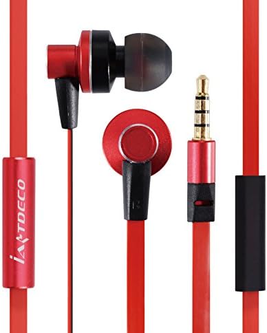 Colorful flat cable wire headset with mini portable storage box and applies to all phones included adaptor-Red