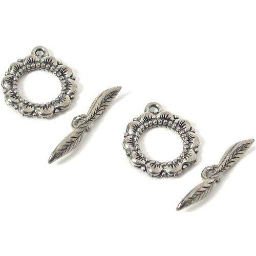 2 Bali Toggle Clasps Leaf Beading Jewelry Necklaces