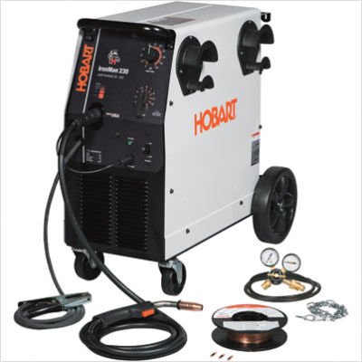 Hobart 500536 Ironman 230 250 Amp MIG Welder With Wheel Kit and Cylinder Rack