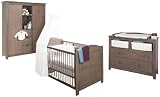 Pinolino 101651BG - Jelka Kinderzimmer gro&szlig;, bestehend aus Kinderbett, Wickelkommode und gro&szlig;em, 2-t&uuml;rigen Schrank mit Schubf&auml;chern (ohne Textilien)