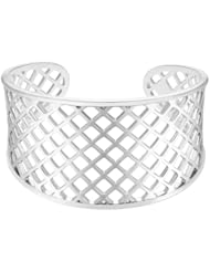 ELLE Jewelry Sterling Silver Openwork Basketweave Cuff Bracelet