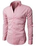 Jiniy Mens Wrinkle Free Slim Fit Dress Shirts with Solid Long & Short Sleeve