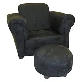 Trend Lab Stuffed Chair with Ottoman Children's in Solid Black Suede