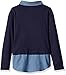 French Toast Girls' Big Girls' Jersey and Lace 2-Fer Top, Navy, 7/8