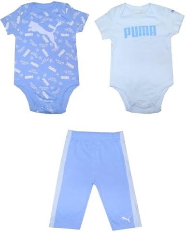 3 PCS Set: Puma Infant Short Sleeve Romper / Onesie &amp; Pant Set 6-9M Multicolor