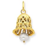 14k Gold Wedding Bell with Pearl Charm