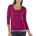 Juniors' Mossimo Supply Co. Long Sleeve Henley Tee - Manzanita Berry