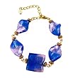 Bracelet - B59 - Murano Style Glass - Twists & Square ~ Blue and Pink