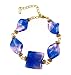 Bracelet - B59 - Murano Style Glass - Twists & Square ~ Blue and Pink