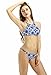 Creabygirls Womens Cute Floral Halter Top and Bottom Bikini Set(US2) Blue