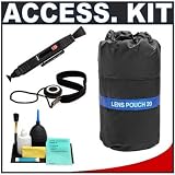 Precision Design Lens Pouch for Medium-Sized Lenses up to 6.5-inches + Cameta Accessory Kit - for Canon, Nikon, Olympus, Pentax  Sony