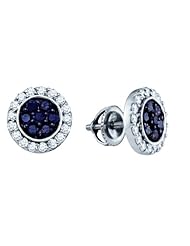 10K White Gold 1.00CT Black Diamond Micro-Pave Earrings