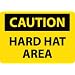 NMC C31AB OSHA Sign, Legend "CAUTION - HARD HAT AREA", 14" Length x 10" Height, Aluminum, Black on Yellow