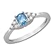 0.55 Carat Light Blue Color White 14K Gold Certified Topaz and Diamond Engagement Ring