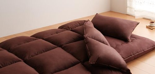 グースダウン 羽毛布団8点セット プレミアム敷布団タイプ　ロイヤルゴールドラベル　省スペースタイプ:セミダブル (ブラウン)