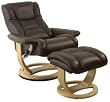 Relaxateeze Gina Swivel Leather Recliner AND Stool