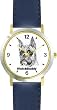 Boxer (SC) Dog - WATCHBUDDY&reg; CLASSIC DELUXE TWO-TONE THEME WATCH - Arabic Numbers-Blue Leather Strap-Women's Size-Small