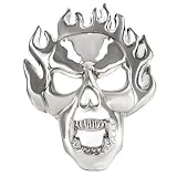 Hip Hop Wholesale - FIRE SKULL SILVER STYLE BELT BUCKLE