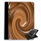 Tourbillons de Chocolat Chauds Faits fondre Chauds Pour la Pomme iPad 1, 2, Nouvel iPad 3 Sac de Couverture de Cas de Présentateur de Folio Faux de Cuir avec la Capacité d'Éventaire