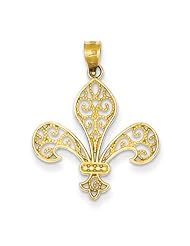 14k Filigree Fleur De Lis Pendant
