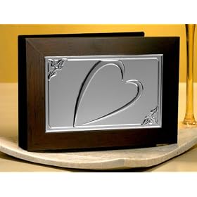 Wood with Embossed Silver Plated Heart Design Photo Album (Set of 72)