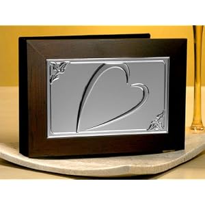 Wood with Embossed Silver Plated Heart Design Photo Album (Set of 72) by Wedding Favors & BaShower Gifts