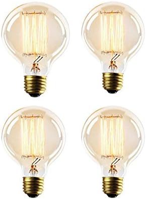 Shine-Co Antique Dimmable Edison Filament Bulbs G80 40W 4 Pack