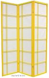 6ft. Double Cross Japanese Shoji Folding Privacy Screen Room Divider - 6 Panel Mustard
