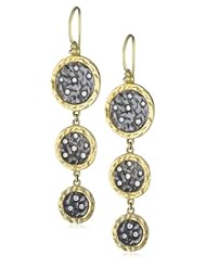 Jolie B. Ray "Tres Jolie" 18K and Oxidized Silver 3 Coin Diamond Drop Earrings