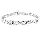 Silver Black and White Diamond Bracelet (0.05 cttw, I-J Color, I2-I3 Clarity)