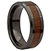 8MM Black Ceramic Wedding Ring Acacia Koa Wood Inlay Comfort Fit