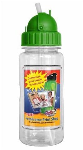 Oodles World 108778 Water Bottle 14 Oz With Straw & Fotoframe Green