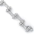 Sterling Silver Cubic Zirconia Rhodium Plated Men's Bracelet.