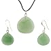 Green Aventurine Briolette Drop Pendant and Earrings Set - Pendant (22mm), Earrings (15mm) - Adjustable Cord Necklace