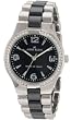AK Anne Klein #10/9119BKSV Women's Silver Tone White Ceramic Combo Swarovski Accented Watch