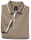 Port Authority - Silk Touch Sport Shirt with Stripe Trim Light Brown/ Winter White-XL